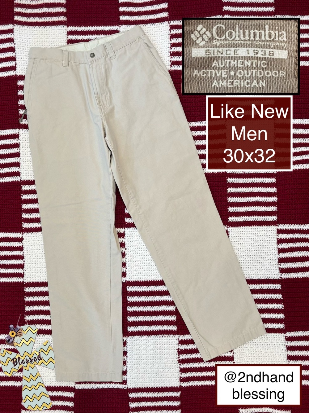 Like New Columbia Men’s Rugged Outdoor Chino Pants, Sz 30x32, Beige, ROC AM8142